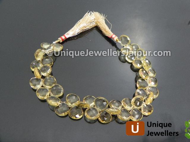 Champagne Quartz Faceted Heart Beads
